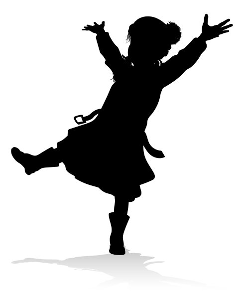 剪影孩子孩子在圣诞冬季服装图片下载