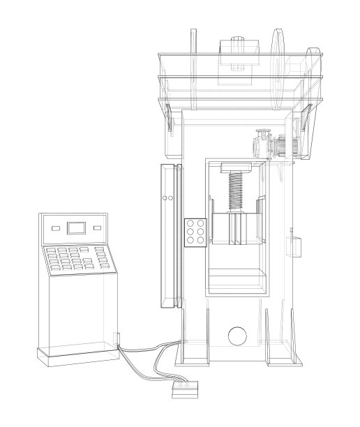 摩擦螺杆压力机概念大纲。向量图片下载