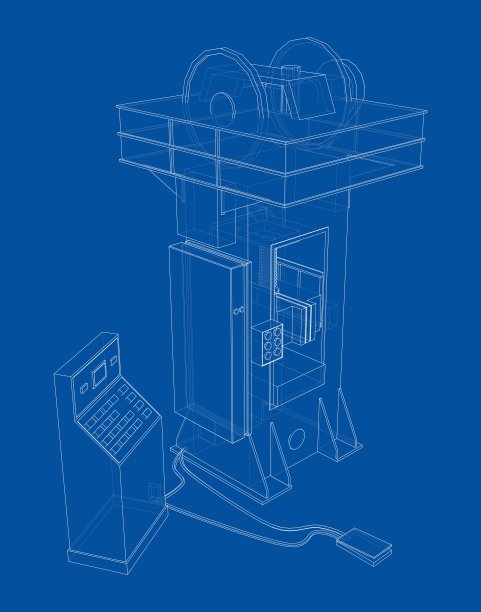 摩擦螺杆压力机概念大纲。向量图片下载