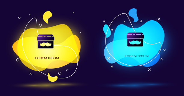 黑色霜或乳液化妆品罐图标孤立的黑色背景。男士身体护理产品。带有液体形状的抽象横幅。矢量图图片下载