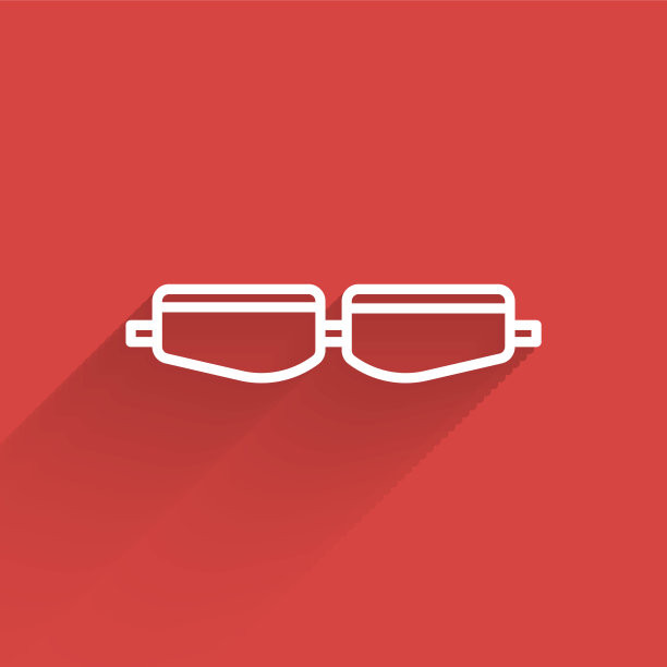 白色线安全护目镜图标孤立与长阴影。矢量图图片下载