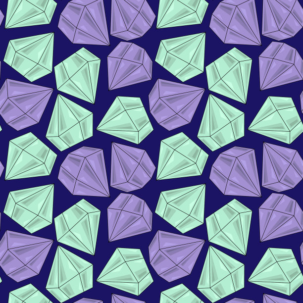 无缝模式与蓝色和紫色钻石在深蓝色的背景图片下载