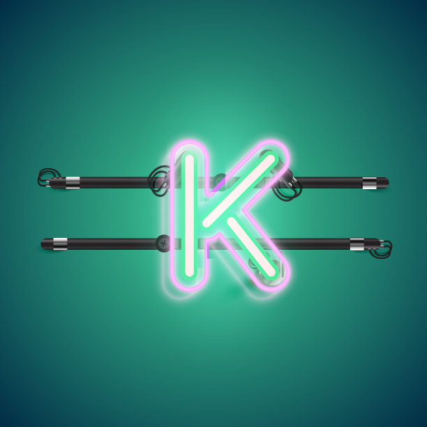 现实的发光双霓虹灯字符从字体，矢量插图图片下载