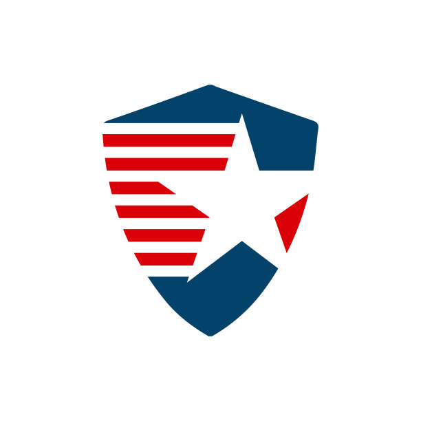 红蓝美国星盾标志设计矢量符号和图标插图图片下载