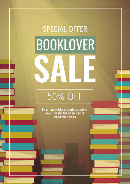 书店、书店、图书爱好者、电子书阅读器、电子图书馆的促销传单。图片下载