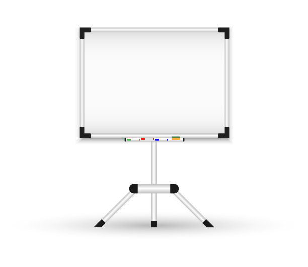 三脚架上的磁性黑板。现实的白板纸上的内容。白色的标志。矢量图图片下载