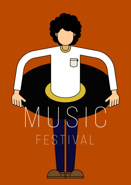 音乐海报设计模板背景与黑胶唱片复古复古的风格图片下载