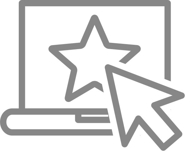 带有星星和光标箭头的笔记本电脑添加线性图标图片下载