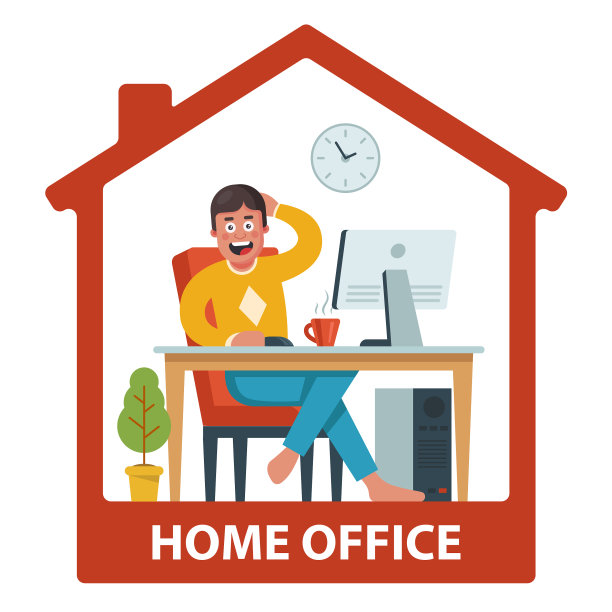 男人在他的房子里远程工作，很舒服图片下载