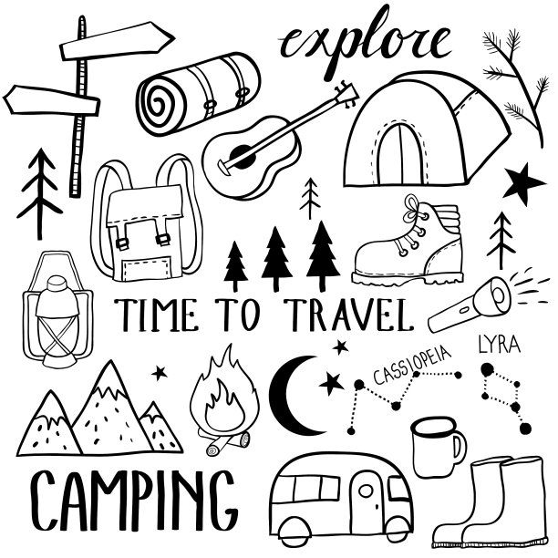 黑色和白色露营套装图片下载