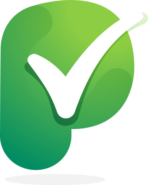 P字母绿色标志与检查标记内图片下载
