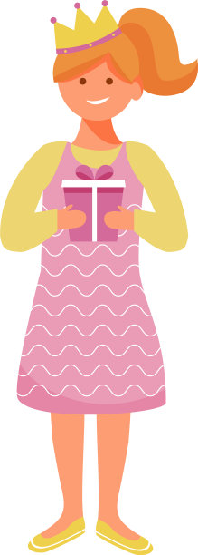 快乐的女孩戴着皇冠和礼盒平平生日图片下载