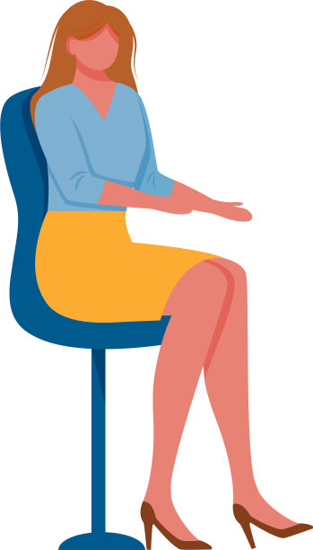 年轻女子坐在公司的椅子上图片下载