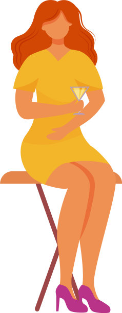 谦逊的女人拿着鸡尾酒坐在椅子上图片下载