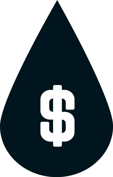 油滴与金钱象征图标剪影风格图片下载