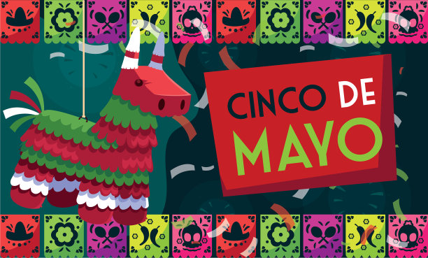 五月节贺卡与墨西哥派对问候图片下载