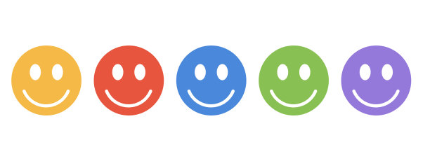 黄色笑脸与微笑设置彩色矢量图标孤立在白色背景。图片下载