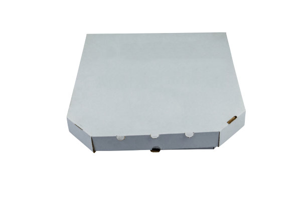 白色披萨盒孤立在白色背景图片下载