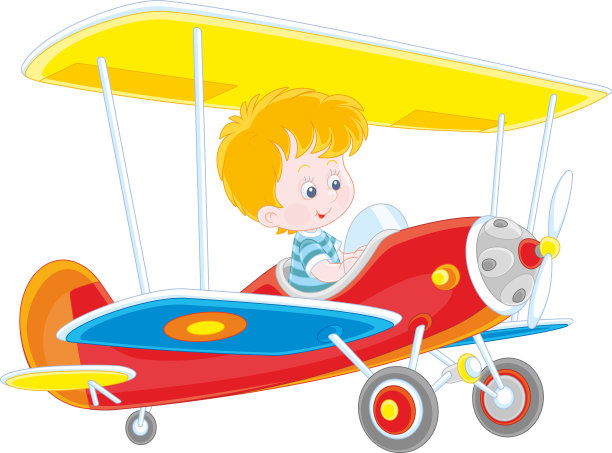 小飞行员驾驶着玩具飞机图片下载