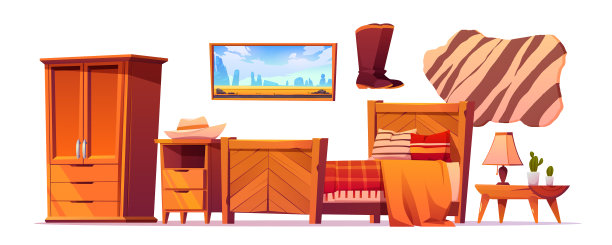 狂野的西部卧室用品设置西方乡村风格图片下载