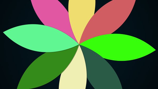 电脑生成的现代背景，多色花与花瓣。彩色模式。三维渲染图片下载