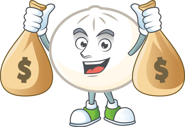 一幅富有的白色啤酒花和两个钱袋的画图片下载