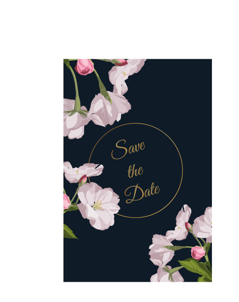 邀请卡与美丽的樱桃花图片下载