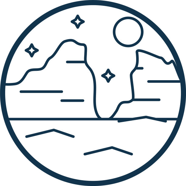 月亮星星和沙漠线风格的图标图片下载