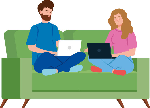 夫妇在远程办公与笔记本电脑图片下载