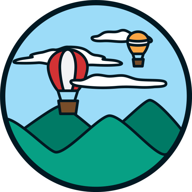 热气球，云彩和山脉线和图片下载