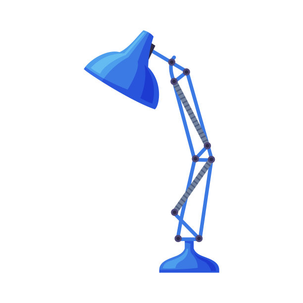 蓝色台灯，白色背景的公寓和办公室室内设计矢量插图图片下载
