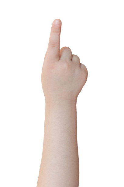 孩子的手碰到了什么东西。孤立在白色图片下载