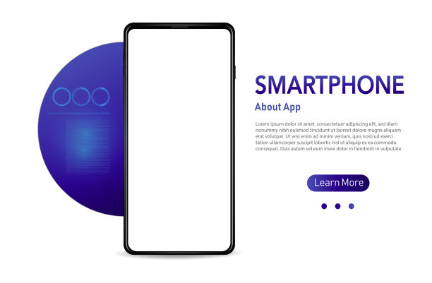 智能手机框架更少的空白屏幕，Realistick手机可以是一个模板的信息图形或界面的展示。智能手机透视图。矢量插图UI和UX设计图片下载