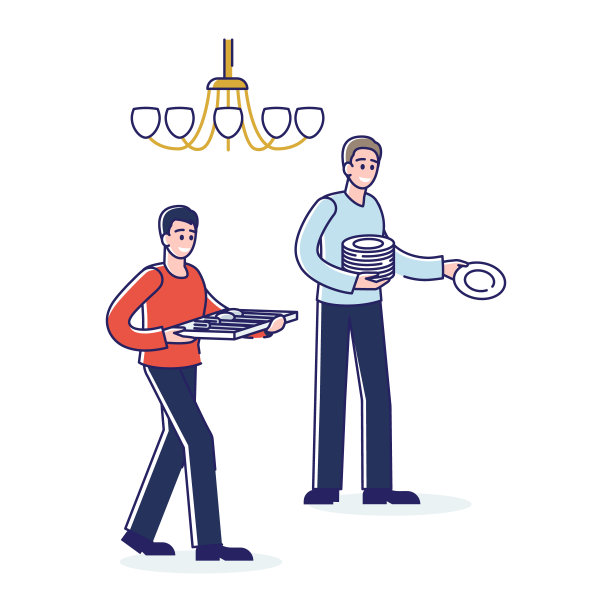 男人们拿着餐具为庆祝晚宴的餐桌服务图片下载