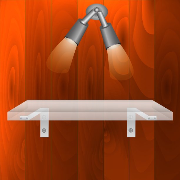 空的玻璃货架。矢量设计模板。现代风格。孤立的矢量图。3d风格的架子。现代向量插图。经营理念。图片下载