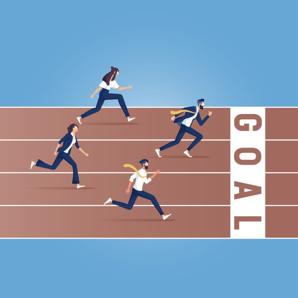 商人跑步的轨迹，商业竞争矢量插图图片下载