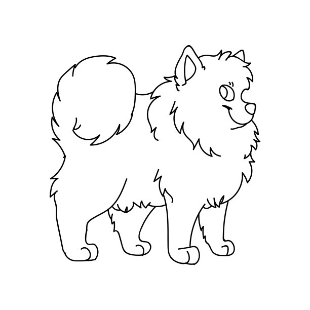 可爱的卡通单色线形博美犬图片下载