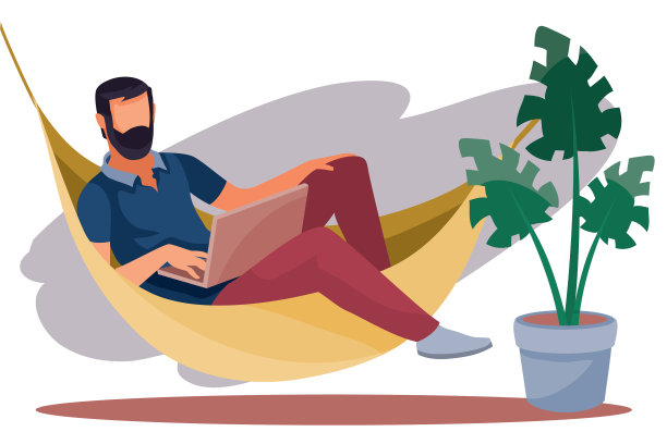 一个人在一台电脑上远程工作图片下载