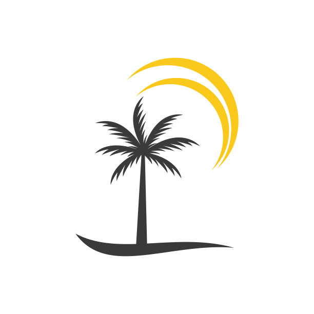 Palm图标模板设计矢量。沙滩,大海图片下载