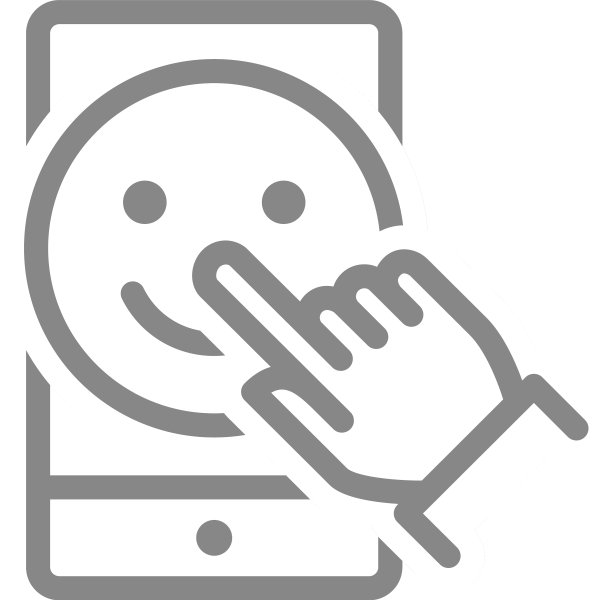 带有笑脸和手光标线的智能手机图片下载