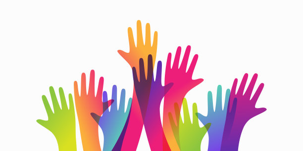 五彩缤纷的手。慈善团队矢量概念插图图片下载