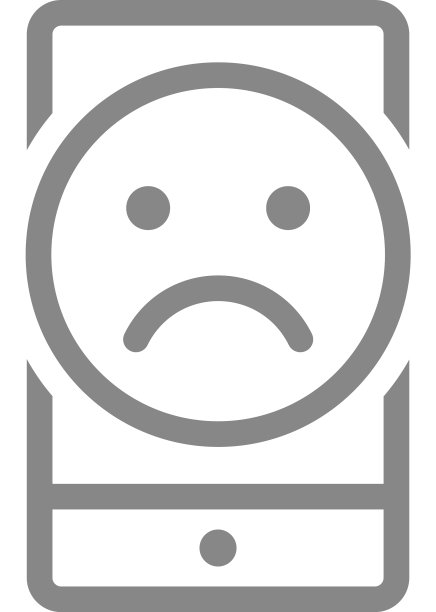 智能手机与悲伤的脸线图标客户端图片下载