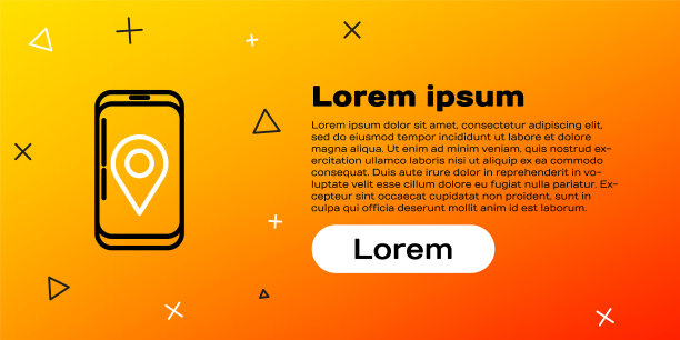 移动智能手机，应用程序交付跟踪图标隔离在黄色背景上。包裹跟踪。彩色轮廓概念。矢量图图片下载