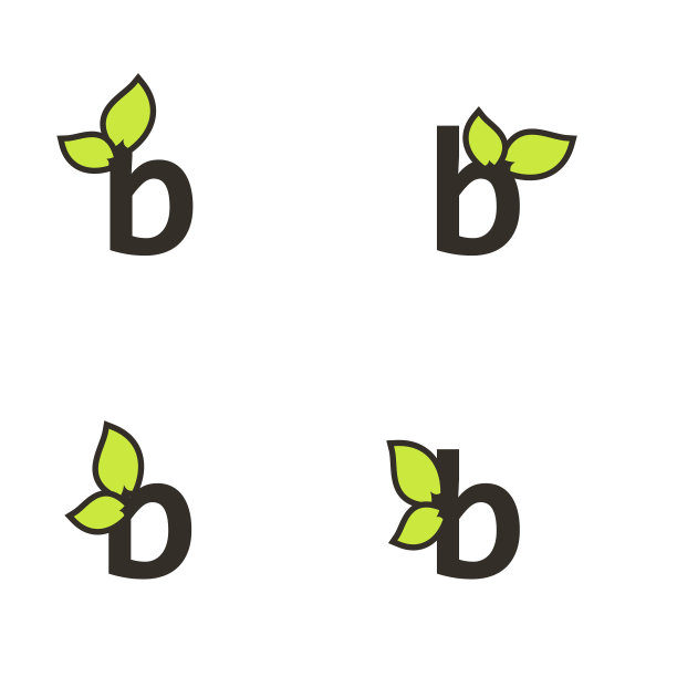 字母b图标模板，树叶设计矢量图片下载