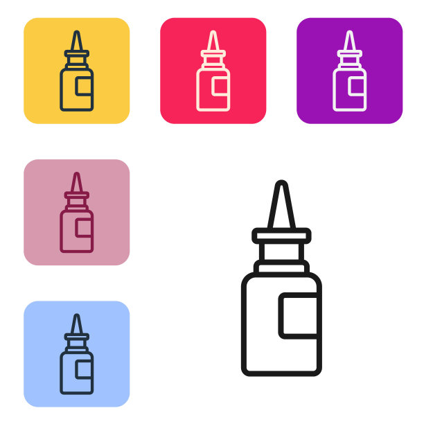 黑线瓶鼻喷雾剂图标隔离在白色背景上。图片下载