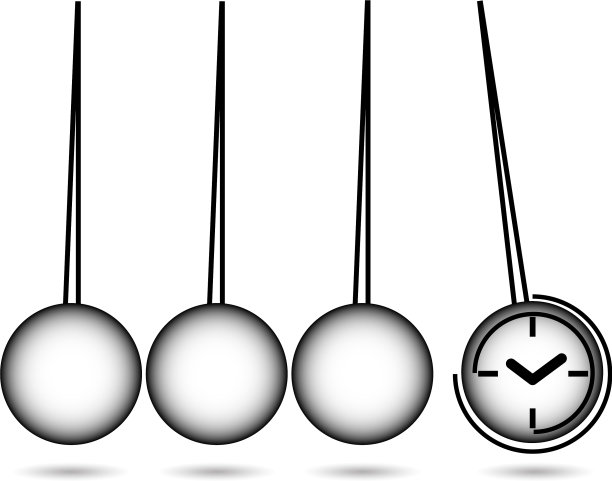 摆图标牛顿摇篮与时钟l时间图片下载