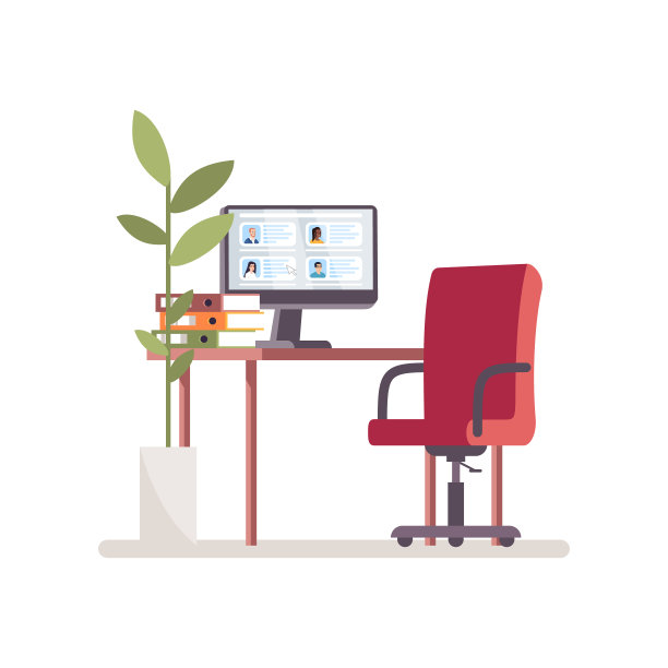 办公室工作场所半平面RGB彩色矢量插图图片下载