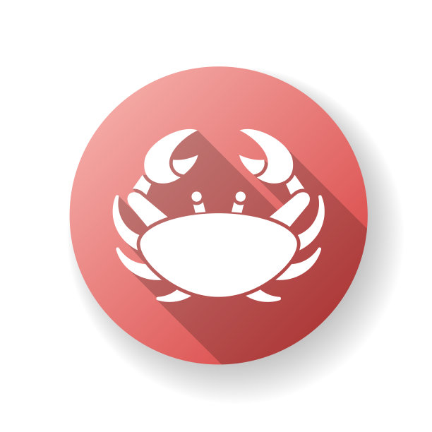 巨蟹座黄道带红色扁平设计长影字形图标图片下载