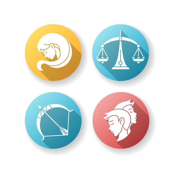 出生标志平面设计长阴影字形图标集图片下载