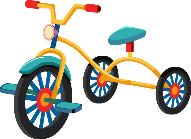 白色背景上的蓝色座椅三轮车图片下载